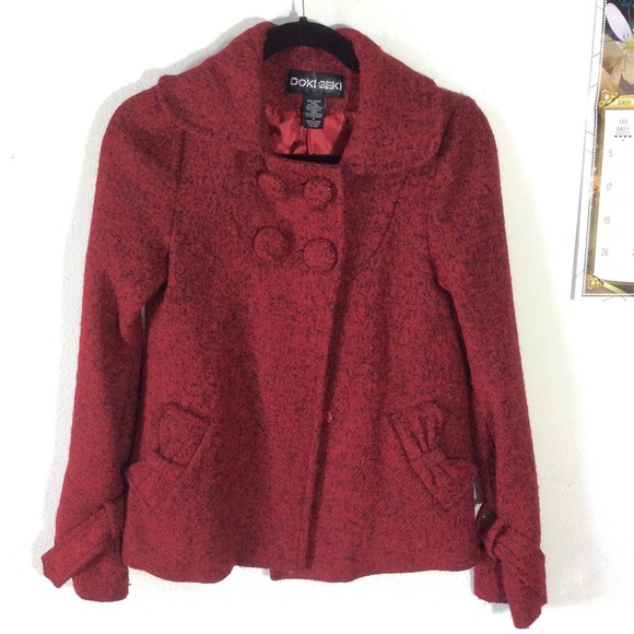 GIFTED 🎁 Doki Geki Nordstrom Red Bow Coat - Picture 4 of 8